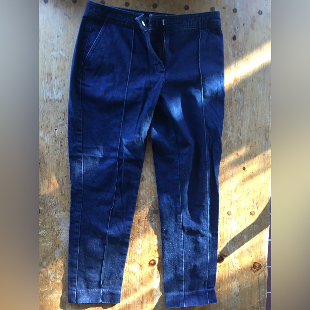Lands End pleated work jeans. Slightly cropped.